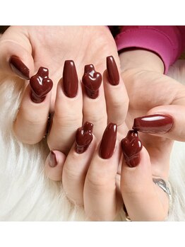 ネイルゼロワン 神戸(NAIL01)/3Dハートワンカラーネイル