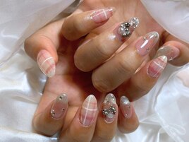 《ガーリーピンクチェックnail》