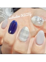 ネイルサロン キリグ(KILIG)/チェック×ネイビー