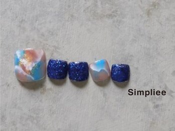 シンプリー ネイルアンドアイラッシュ 祖師谷大蔵店(Simpliee Nail&Eyelash)/さざなみ　￥7900 フットネイル