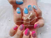 イル 神戸店/ラメ×アートネイル