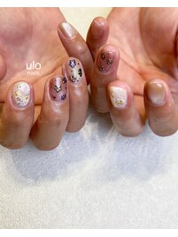 てがきメタリックフラワーネイル