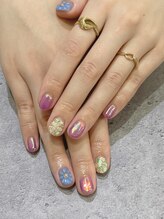 シェリーネイル(Cherie Nail)/うるうるオーロラ＋アートネイル