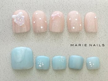 マリーネイルズ 大阪梅田店(MARIE NAILS)の写真/★オフ込みsimple design FOOT¥6600！可愛いくてシンプルだけでは満足できない方に♪手足同時施術OK♪