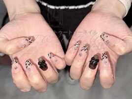ヒョウ柄ネイルxリボン
