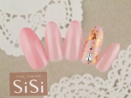 ピンクワンカラー＆ホイルアート