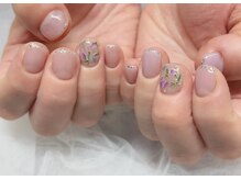 ネイルアンドアイラッシュスタジオ シュシュ(chouchou)/春夏秋冬・ショートネイルお花