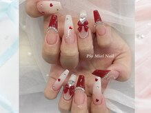 ピオミエルネイル 新宿(pio miel nail)/レッド×ホワイトグラデーション