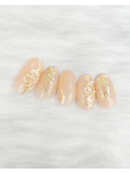 金箔と水引お花のネイル