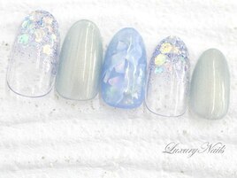キラキラ*爽やかみずいろNail