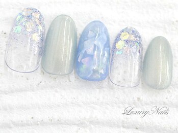 キラキラ*爽やかみずいろNail