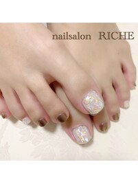 ブラウンラメ シェルネイル