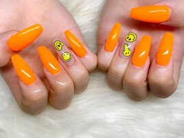 オレンジ/スマイルネイル/ポップ