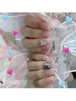 パリスネイル(Paris nail)/水色×ピンク