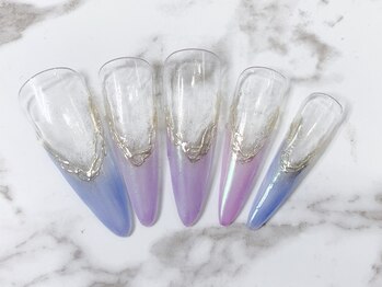 ラリュールネイル(L'Allure nail)/オーロラ×ミラーフレンチ¥8200