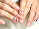 クリアピンク×カラフルストーン