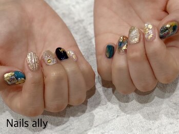 ネイルズアリー 立川店(Nails ally)/ニュアンス×絵画×ミラー×夏