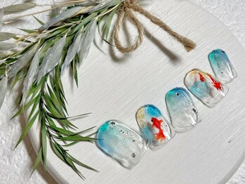 ブレス 仙台駅前本店(BLESS)/水面に沈む金魚ネイル♪