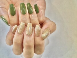 ☆カーキ×ブロンズ秋色アシメ☆