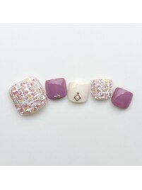 ツイードネイル　マット　フット