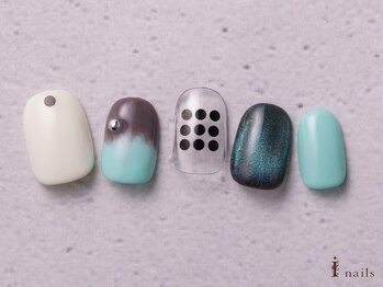 アイネイルズ 横浜WEST店(I-nails)/ドットホロブルーマグ8480円
