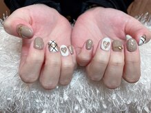 レアネイル 新宿(le'a nail)/ブラウンチェックデザイン