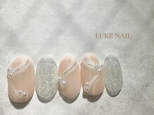 ルークネイル(LUKE NAIL)/大人レースリボンネイル　ラメ