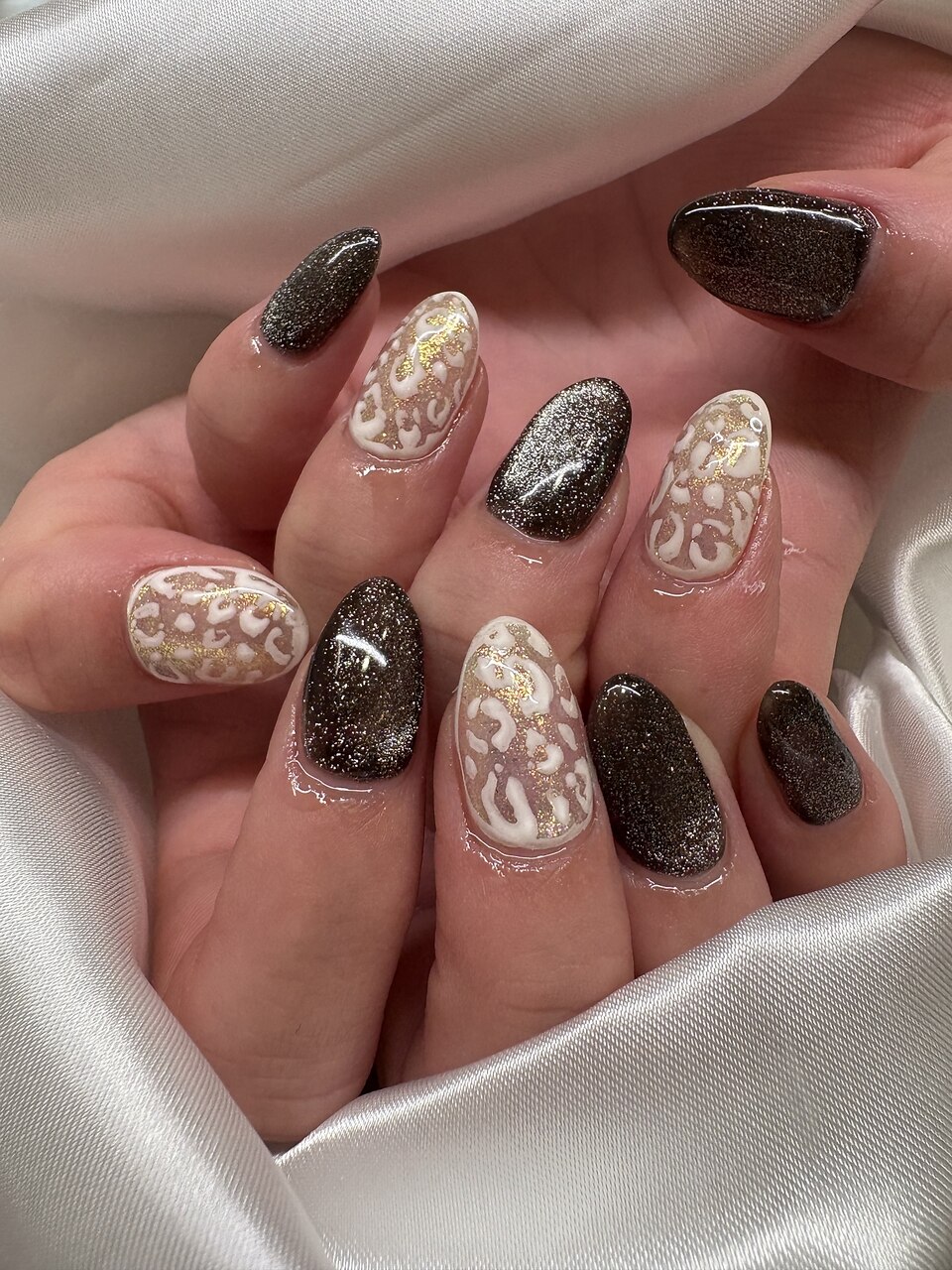 No.037】ネイルチップ♡ツイード♡黒ネイル♡埋めつくしネイル♡リボン