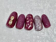 ネイルサロン ロゼプリュム/透明ヒョウ柄