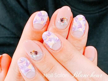 ネイルサロン ブランシュール(Nail Salon Blancheur)/【逆フレンチ&マーブル】