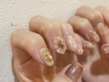 アイネイルズ 渋谷店(I nails)/【Tomoka.a】ブラウンフラワー