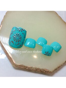 セレクトネイル ココ 秦野店(SELECT NAIL COCO)/フット メタリックお花