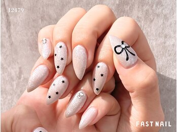ファストネイル マルイファミリー溝口店(FAST NAIL)/星ホログラム×シュガーネイル