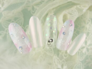 シューズネイルプロデュース/雪のタイダイデザイン