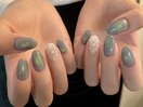 ぷっくりお花×ニュアンスネイル