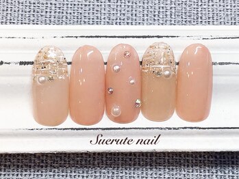 スエルテ ネイルサロン 北千住店/ちゅるんツイードネイル ¥8000