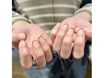 オマモリ ネイル 心斎橋店(omamori nail)/milk×orangeフレンチ