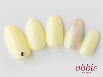 ネイルサロン アビー グランデュオ蒲田店(abbie)/パステルイエロー大理石 ¥9064
