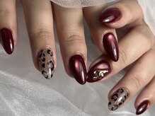 フリージア 門真店(freesia)/レオパードボルドー秋ネイル