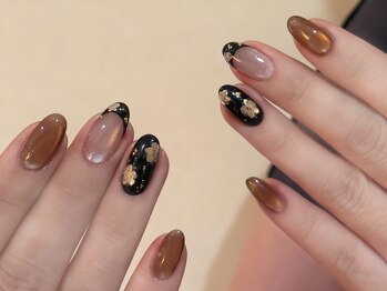 秋ネイル/べっ甲/ブラウン