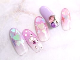 ハートホロ☆キラキラネイル