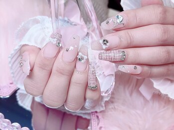 【Akari】ピンク冬ネイル