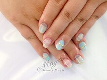 ネイルサロン ビューティーマジック 川口店/ ブルー＆ピンクチェックネイル