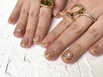 ネイルメゾン 池袋店(NAIL MAISON)/クリアゴールドミラー¥4800