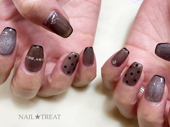 ネイルトリート 茨木駅前店(NAIL TREAT)/クリア系ブラックネイル