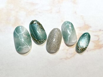 リーブルーム/グリーン大理石マグネット