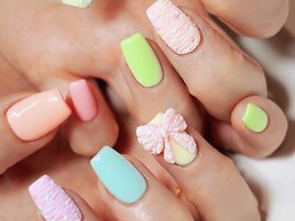 春ニットリボンネイル☆