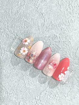 ラッシュ ネイル(LUSH nail)/春フラワーネイル