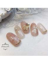ピオニーネイル(peony nail)/ポインセチア&マーブル
