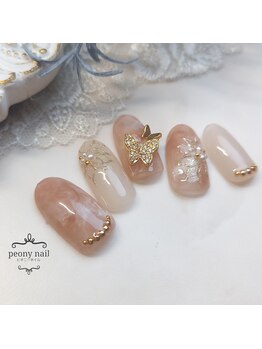 ピオニーネイル(peony nail)/ポインセチア&マーブル
